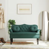 Bench with dark green cushions 120.5x65x75 cm velvet