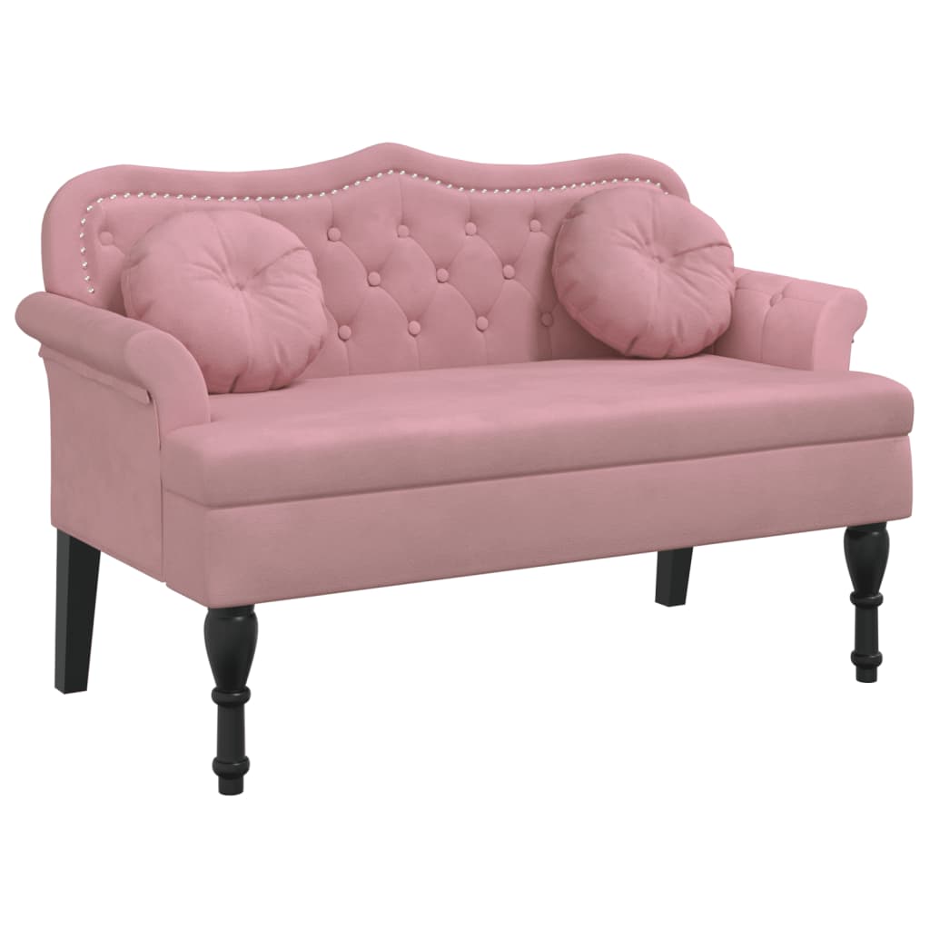 Banc avec coussins rose 120,5x65x75 cm velours