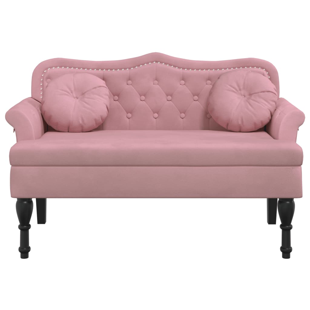 Banc avec coussins rose 120,5x65x75 cm velours