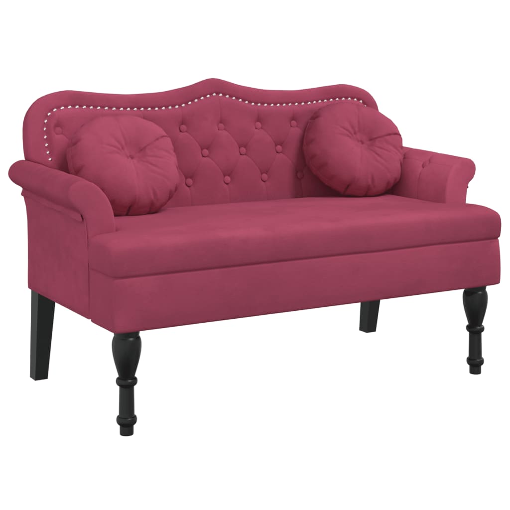 Banc avec coussins bordeaux 120,5x65x75 cm velours