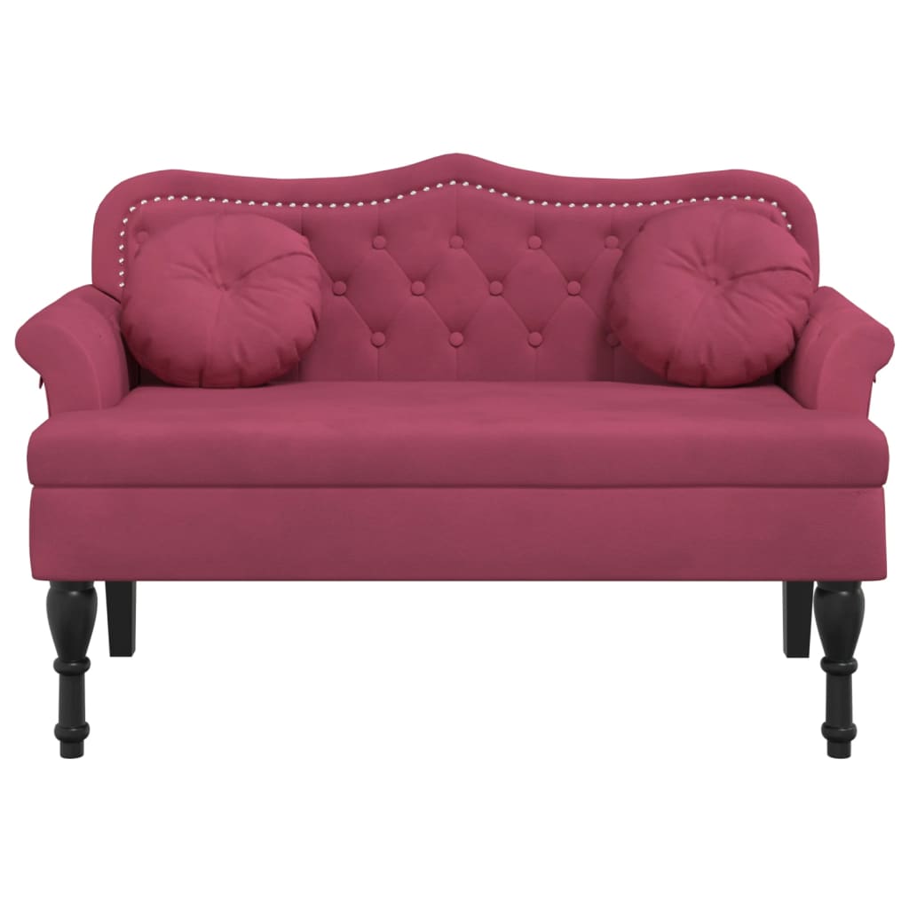 Banc avec coussins bordeaux 120,5x65x75 cm velours