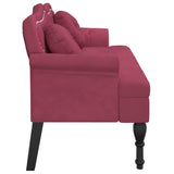 Banc avec coussins bordeaux 120,5x65x75 cm velours