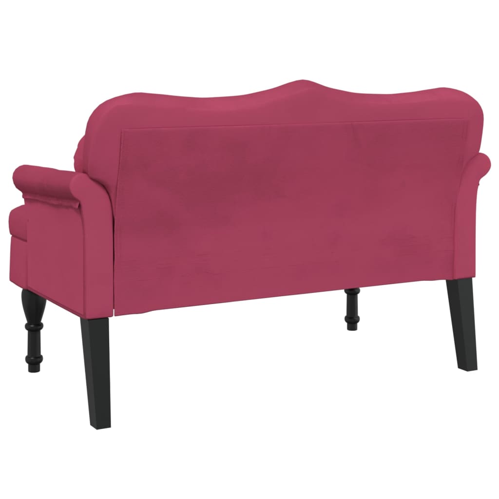 Banc avec coussins bordeaux 120,5x65x75 cm velours