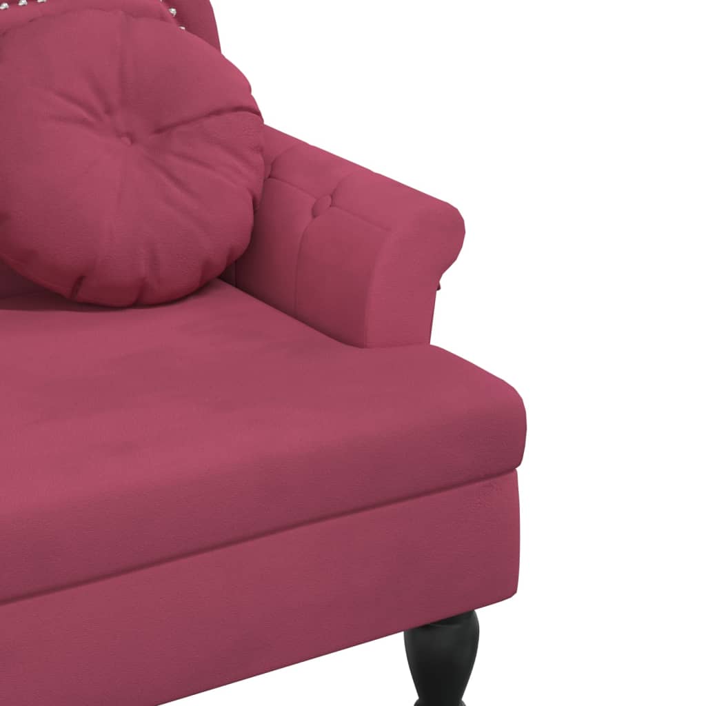 Banc avec coussins bordeaux 120,5x65x75 cm velours