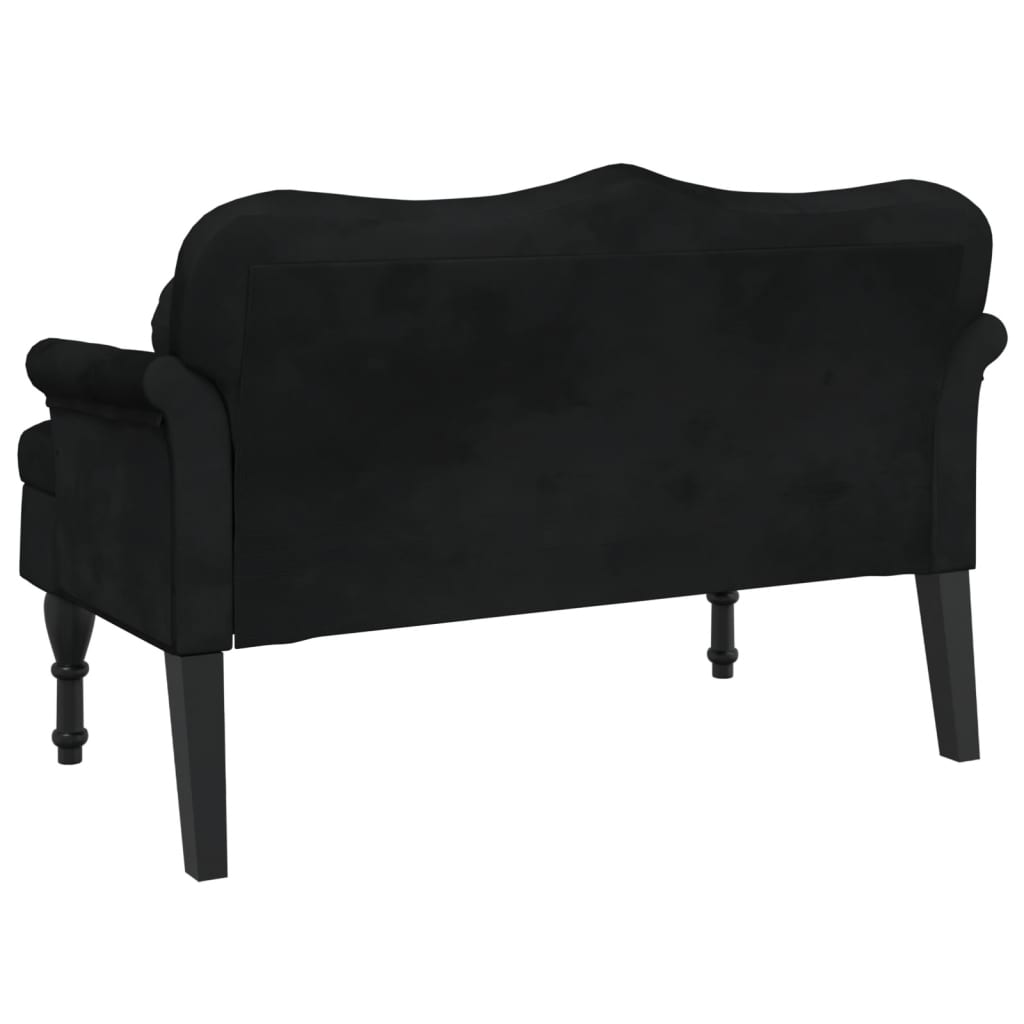 Banc avec coussins noir 120,5x65x75 cm velours