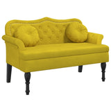 Banc avec coussins jaune 120,5x65x75 cm velours