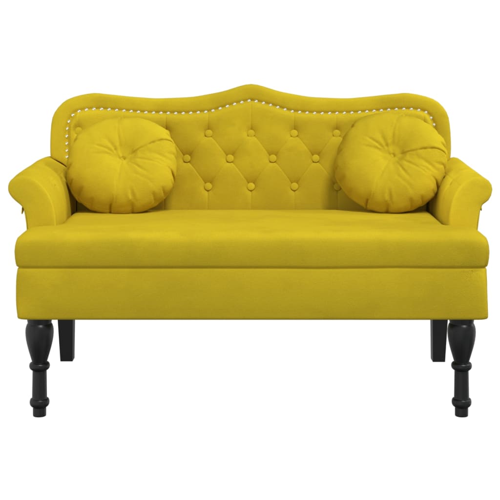 Banc avec coussins jaune 120,5x65x75 cm velours