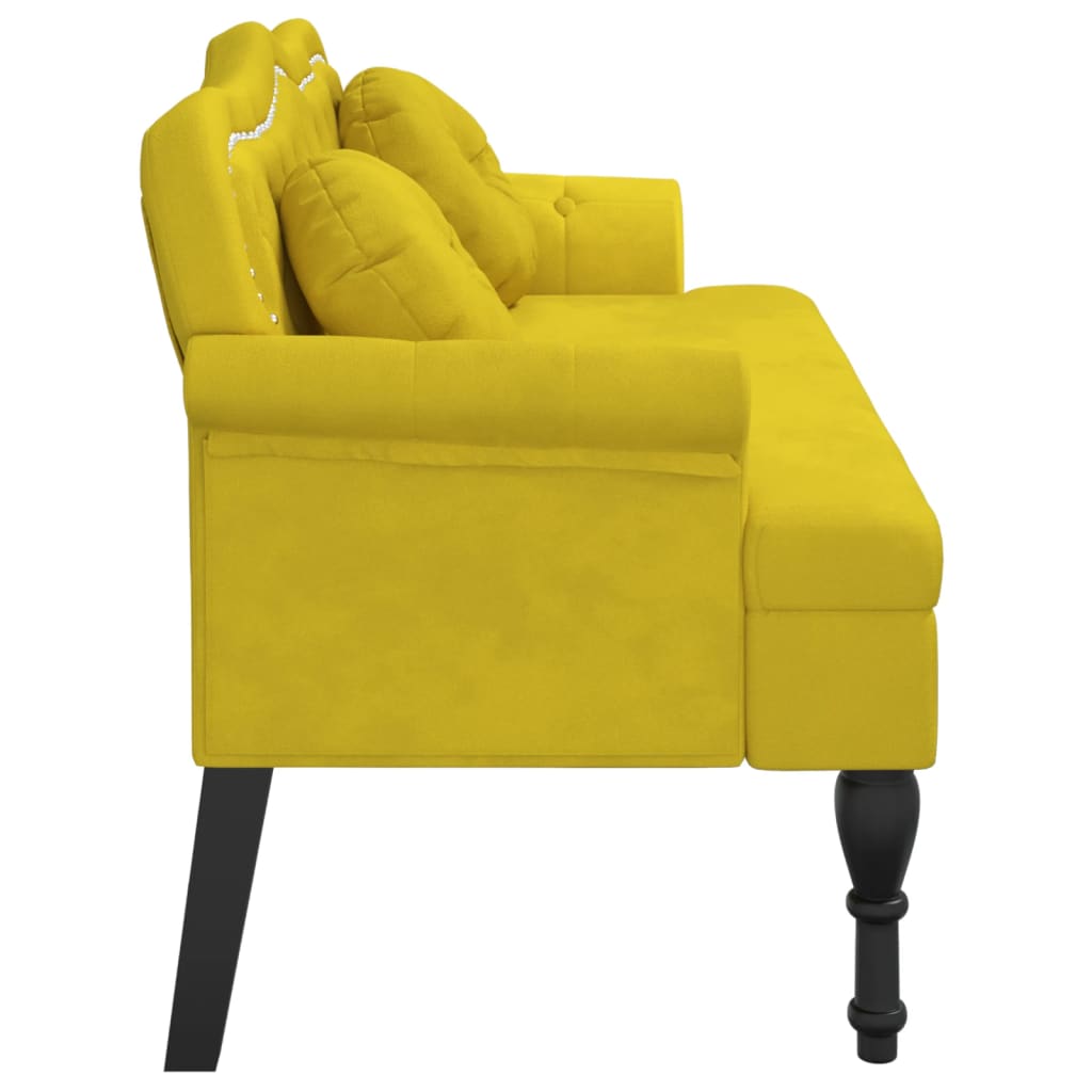 Banc avec coussins jaune 120,5x65x75 cm velours