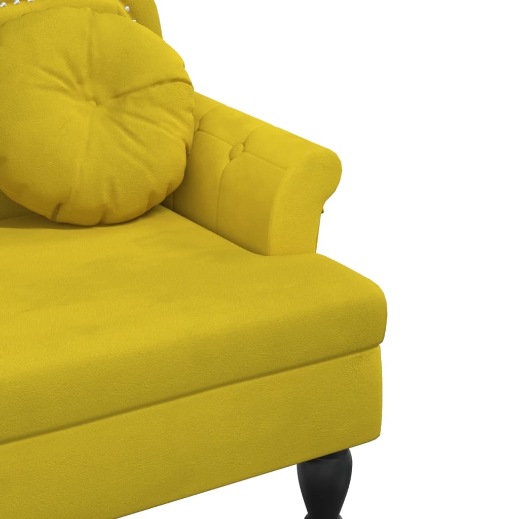 Banc avec coussins jaune 120,5x65x75 cm velours