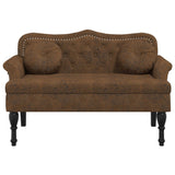 Banc avec coussins marron 120,5x65x75 cm similicuir daim