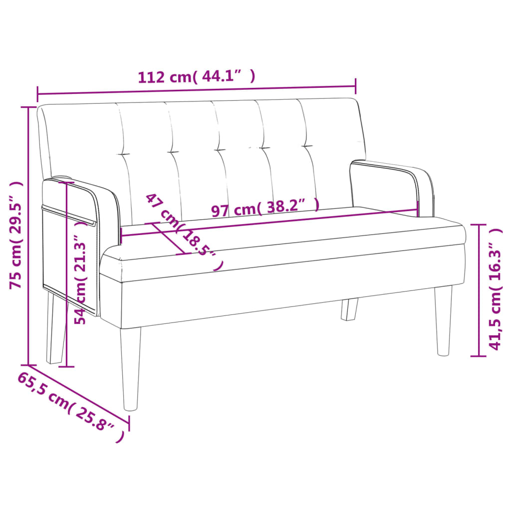 Banc avec dossier cappuccino 112x65,5x75 cm similicuir