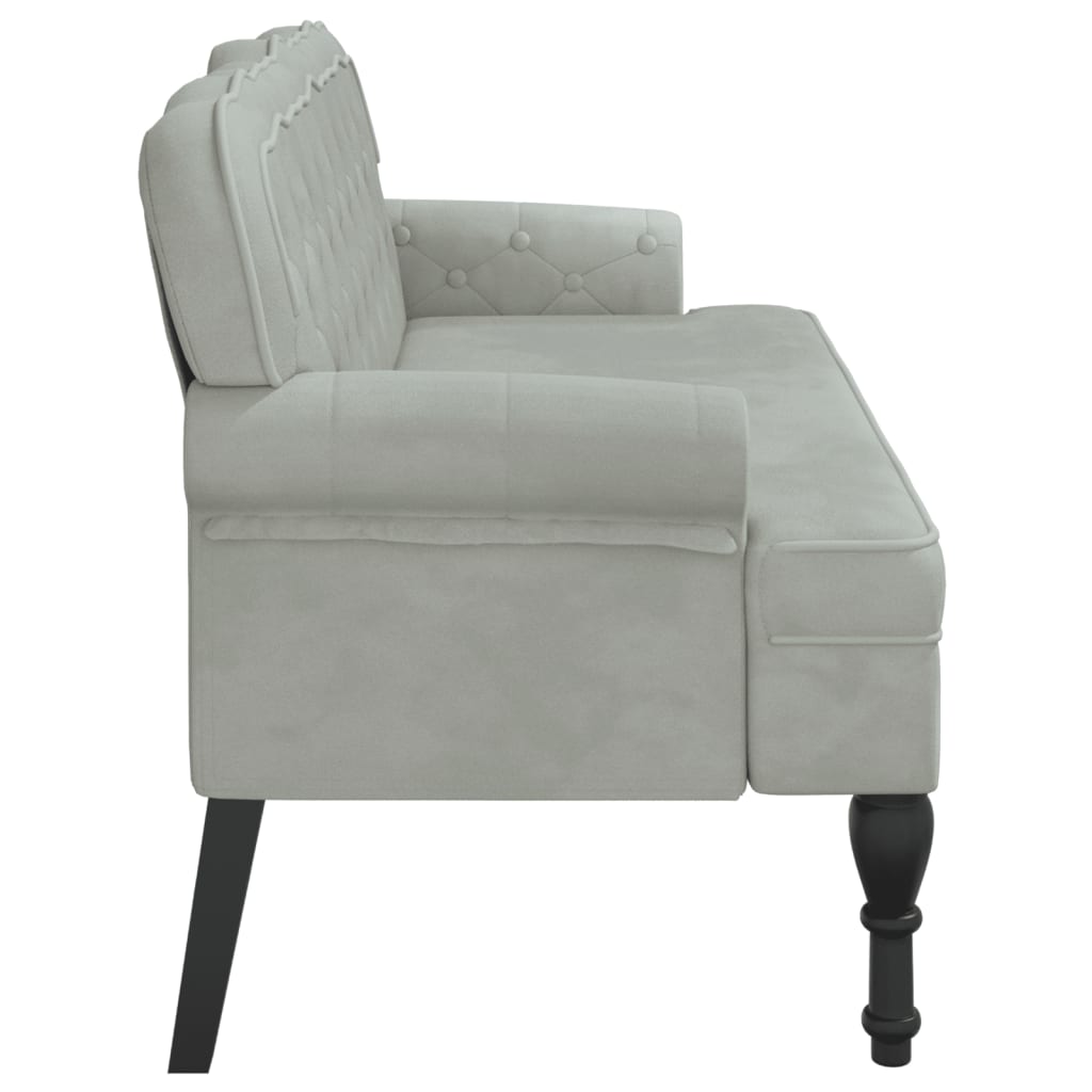 Banc avec dossier gris clair 119,5x64,5x75 cm velours