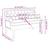 Banc avec dossier gris clair 119,5x64,5x75 cm velours