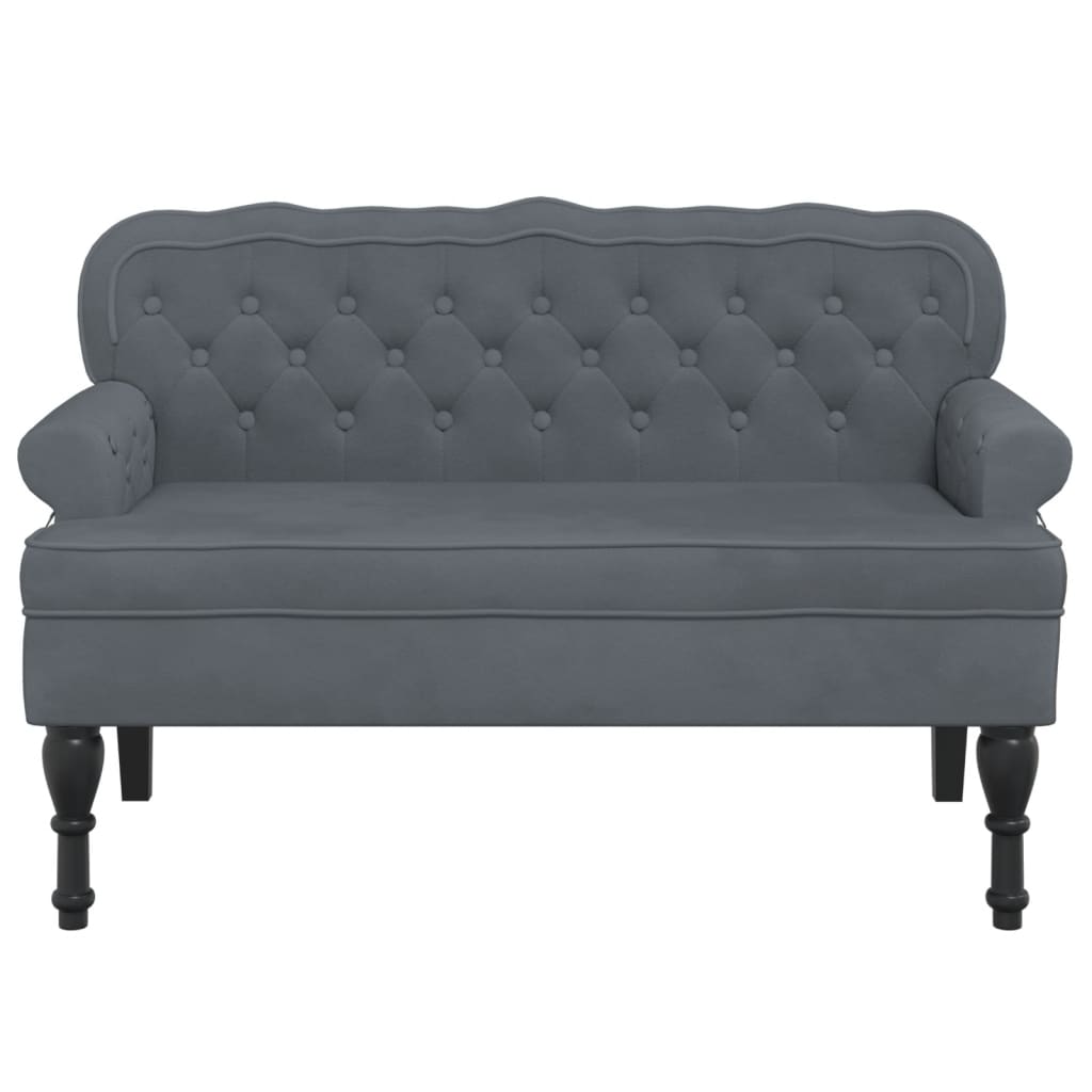 Banc avec dossier gris foncé 119,5x64,5x75 cm velours