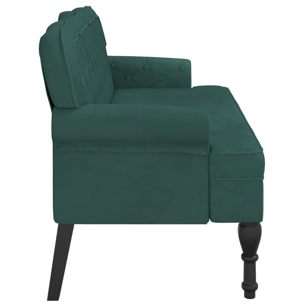 Banc avec dossier vert foncé 119,5x64,5x75 cm velours