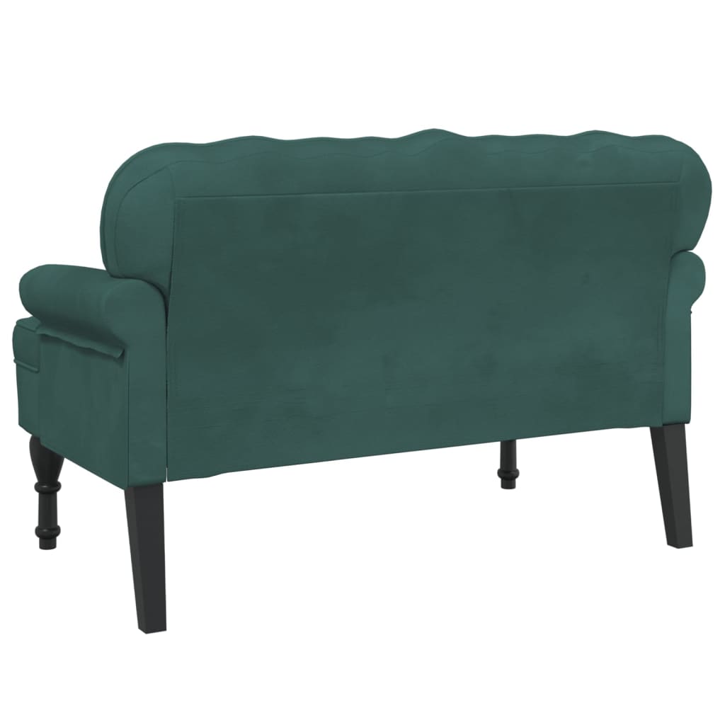 Banc avec dossier vert foncé 119,5x64,5x75 cm velours