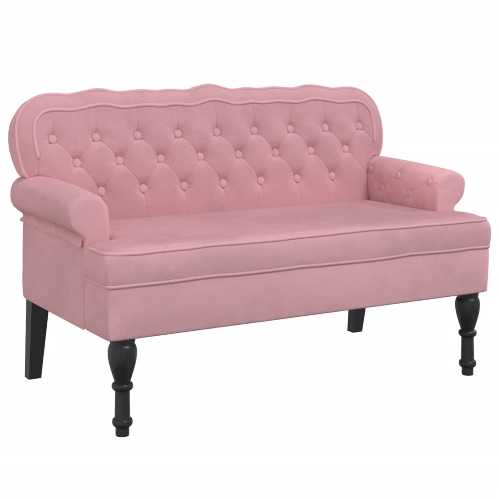 Banc avec dossier rose 119,5x64,5x75 cm velours