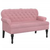 Banc avec dossier rose 119,5x64,5x75 cm velours