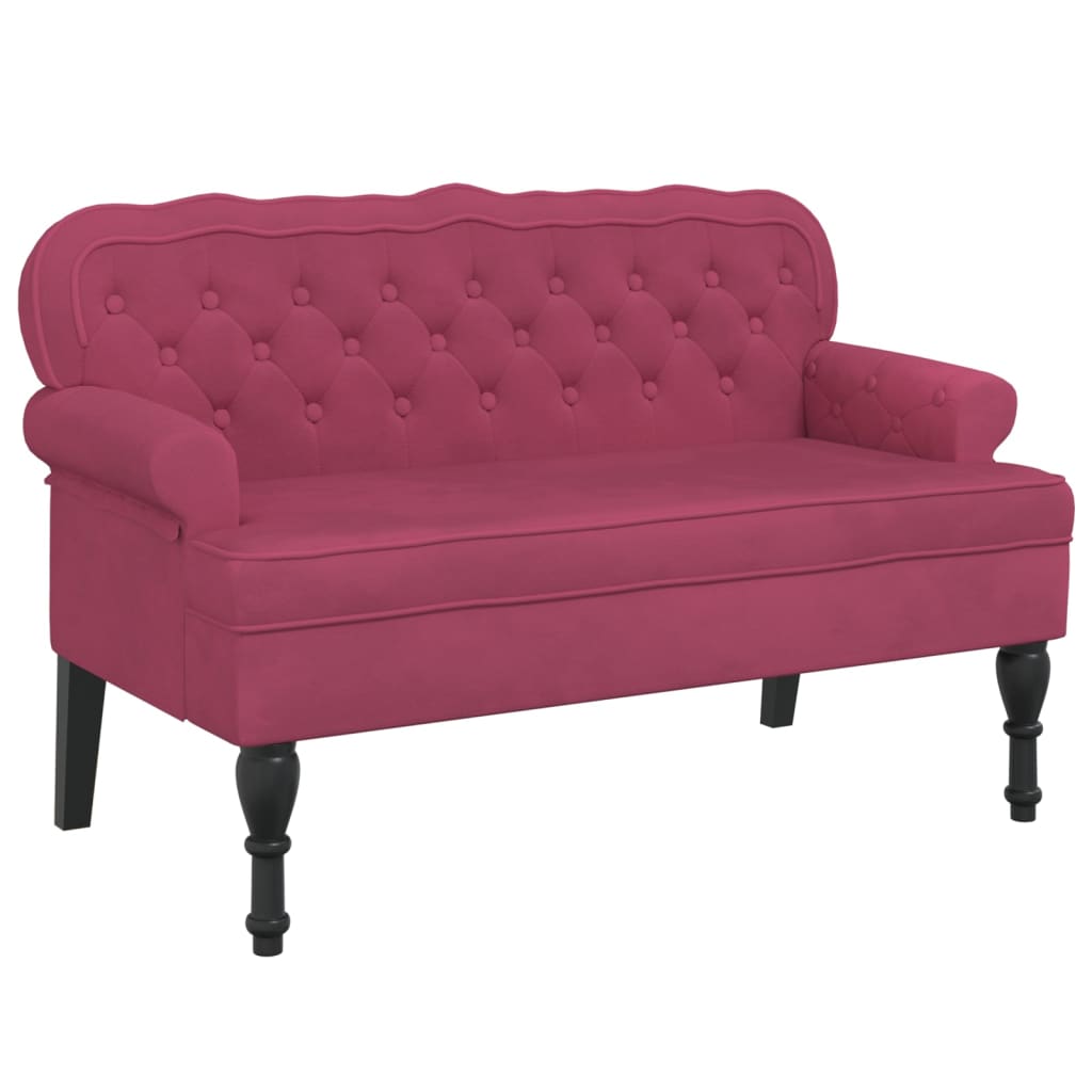 Banc avec dossier bordeaux 119,5x64,5x75 cm velours