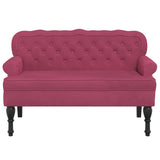 Banc avec dossier bordeaux 119,5x64,5x75 cm velours