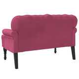 Banc avec dossier bordeaux 119,5x64,5x75 cm velours