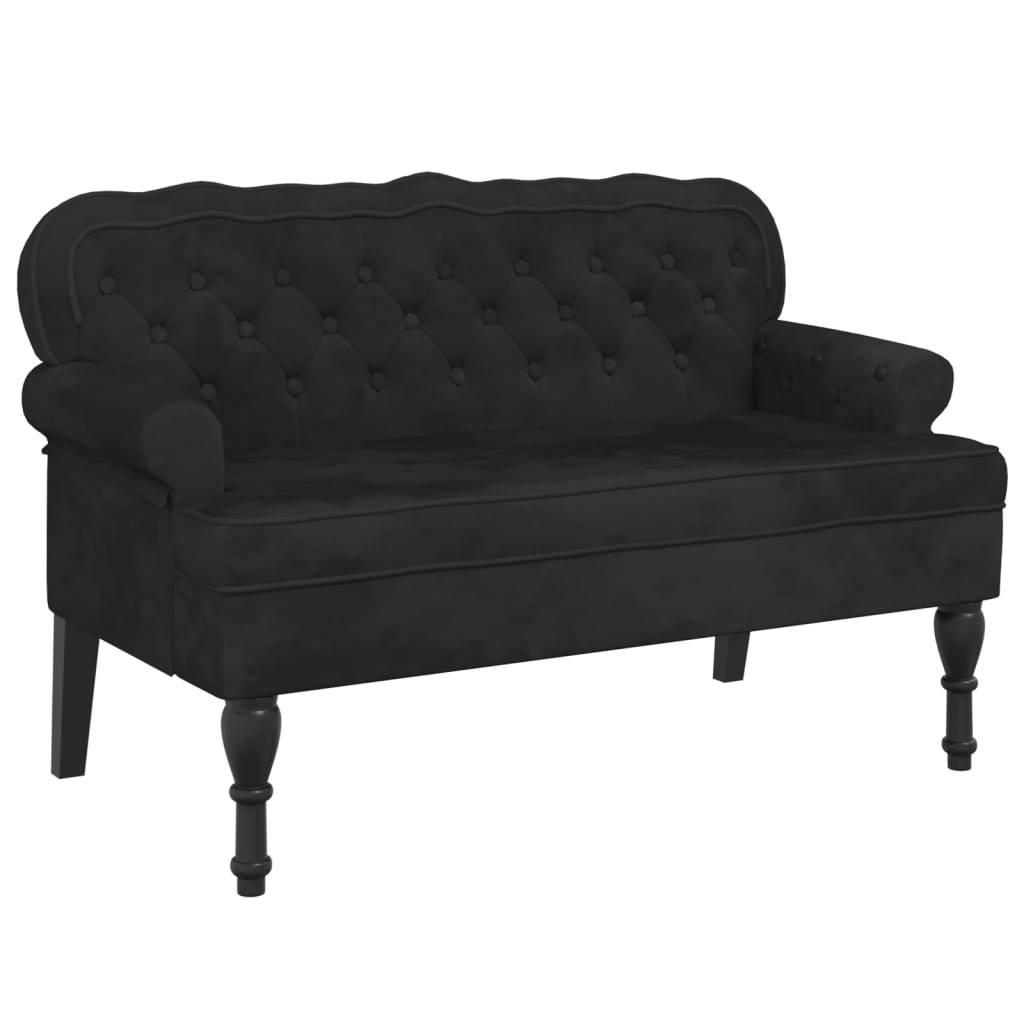 Banc avec dossier noir 119,5x64,5x75 cm velours