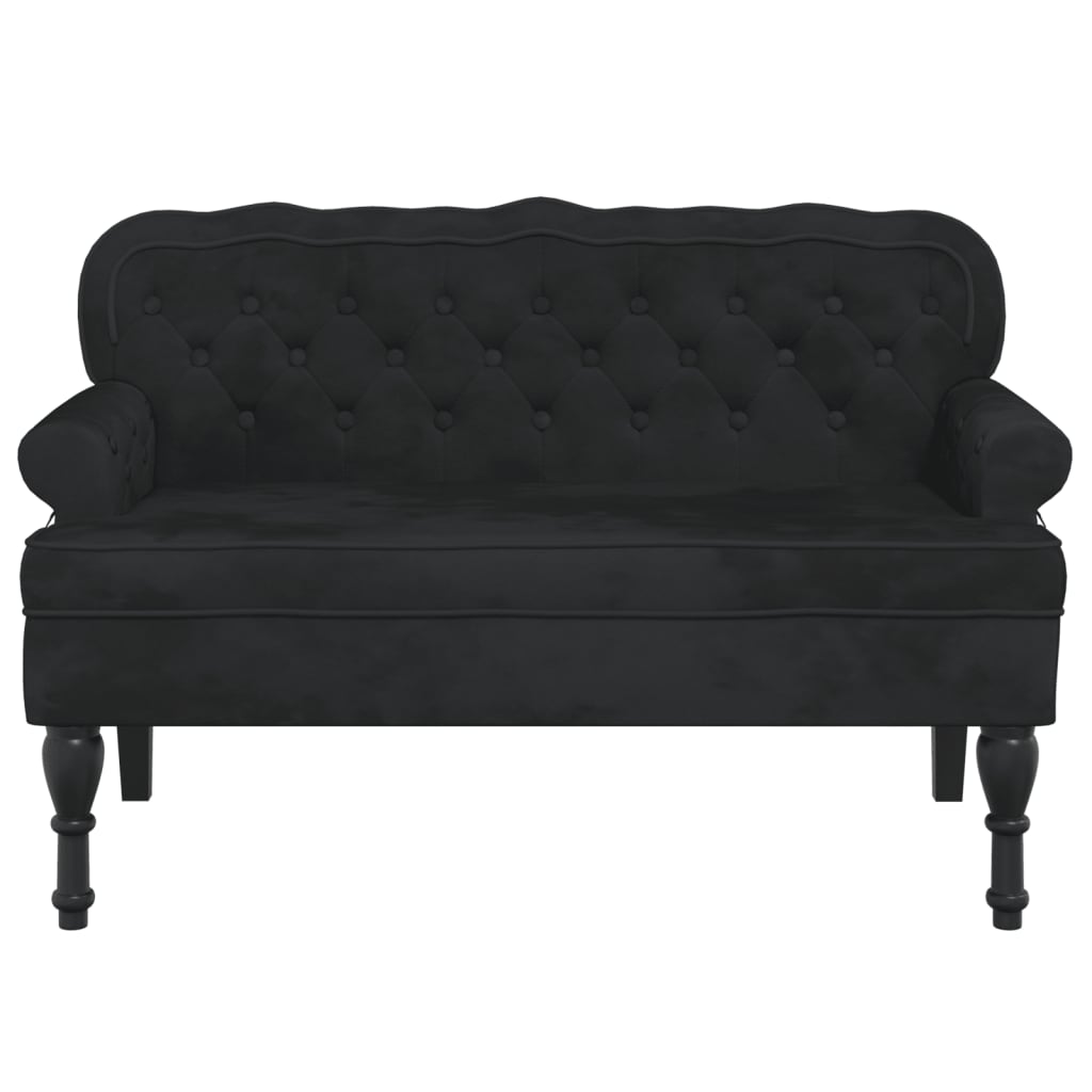 Banc avec dossier noir 119,5x64,5x75 cm velours