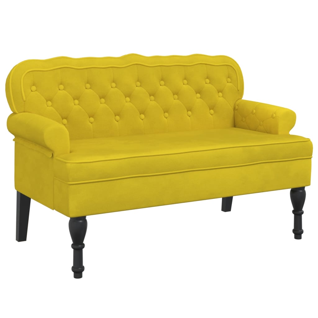 Banc avec dossier jaune 119,5x64,5x75 cm velours