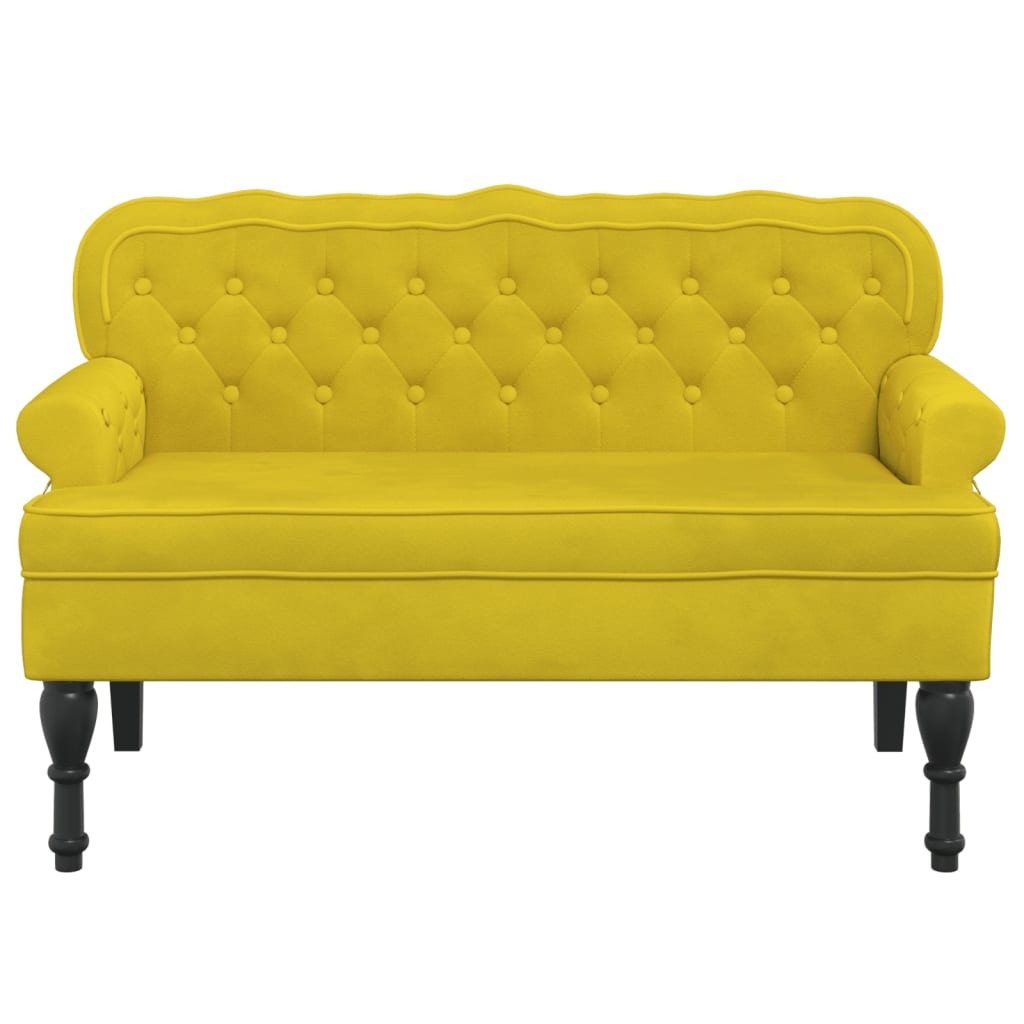 Banc avec dossier jaune 119,5x64,5x75 cm velours