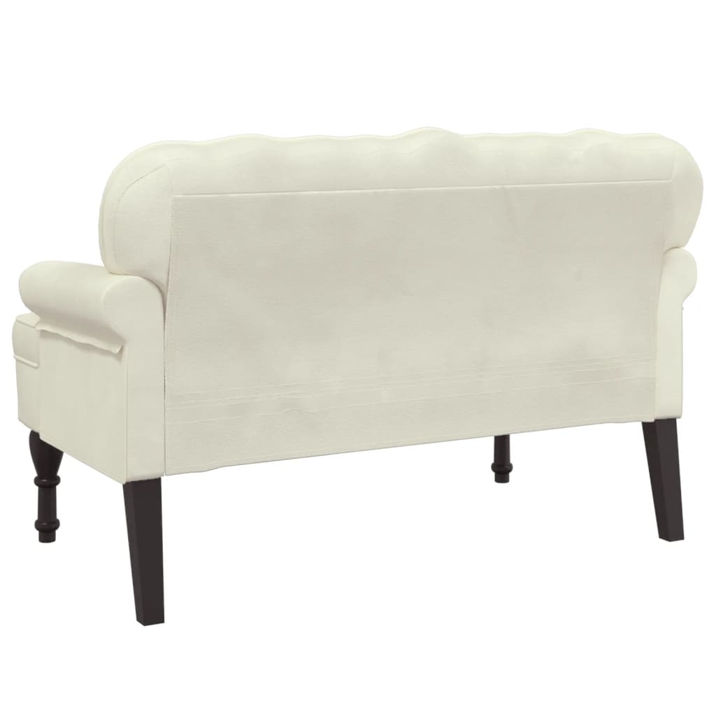 Banc avec dossier crème 119,5x64,5x75 cm velours