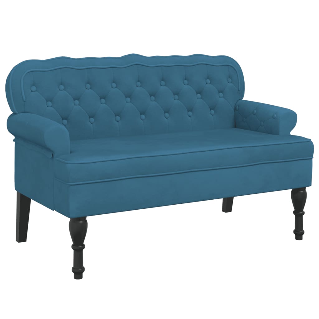 Banc avec dossier bleu 119,5x64,5x75 cm velours