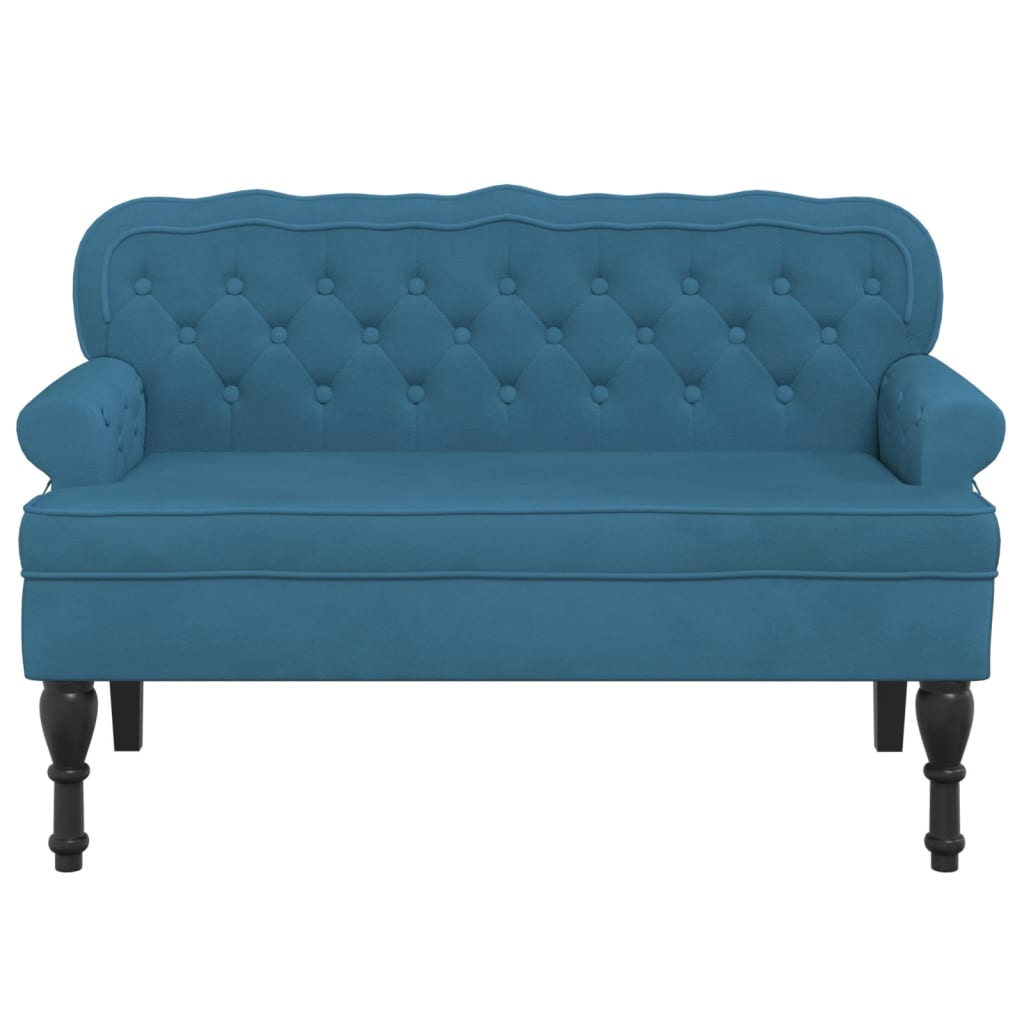 Banc avec dossier bleu 119,5x64,5x75 cm velours