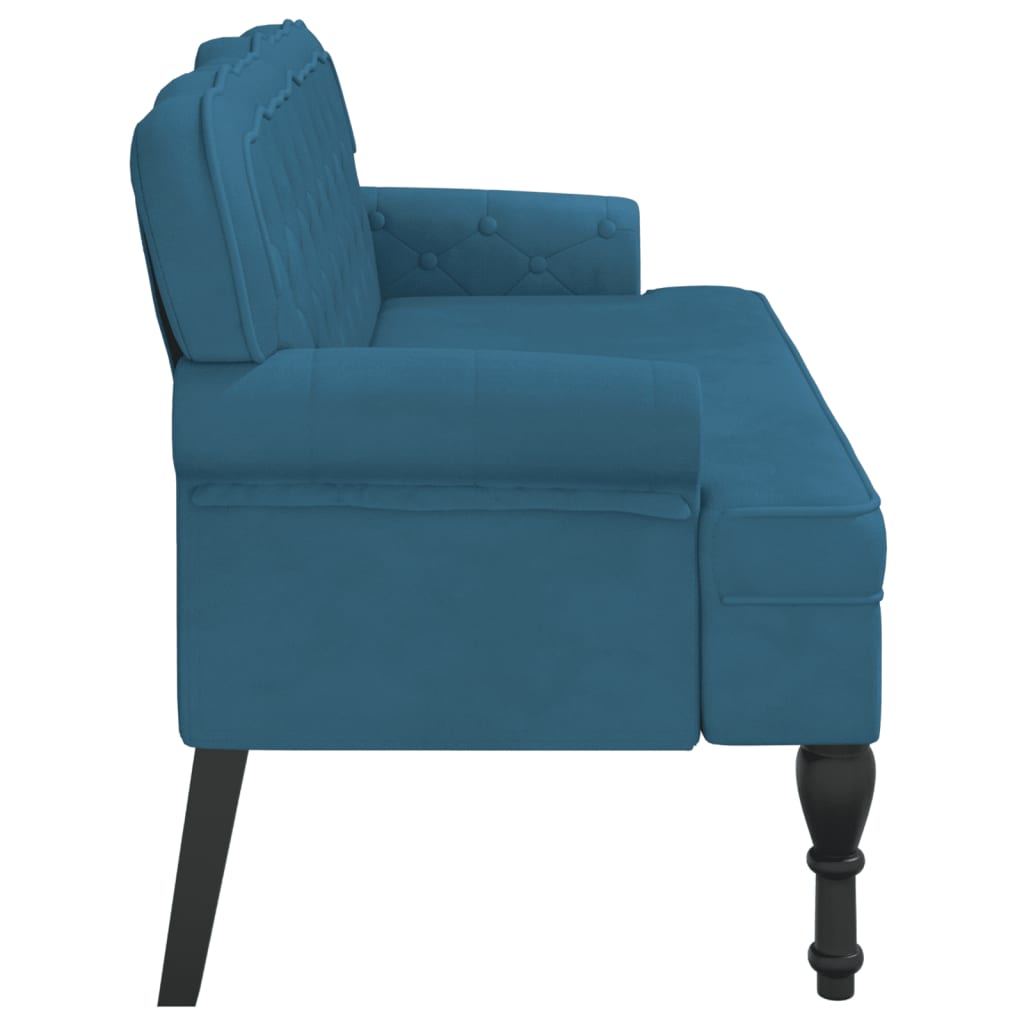 Banc avec dossier bleu 119,5x64,5x75 cm velours