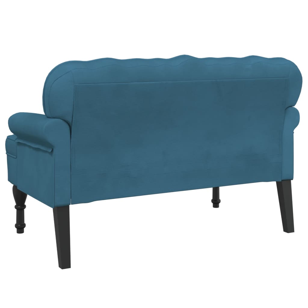 Banc avec dossier bleu 119,5x64,5x75 cm velours