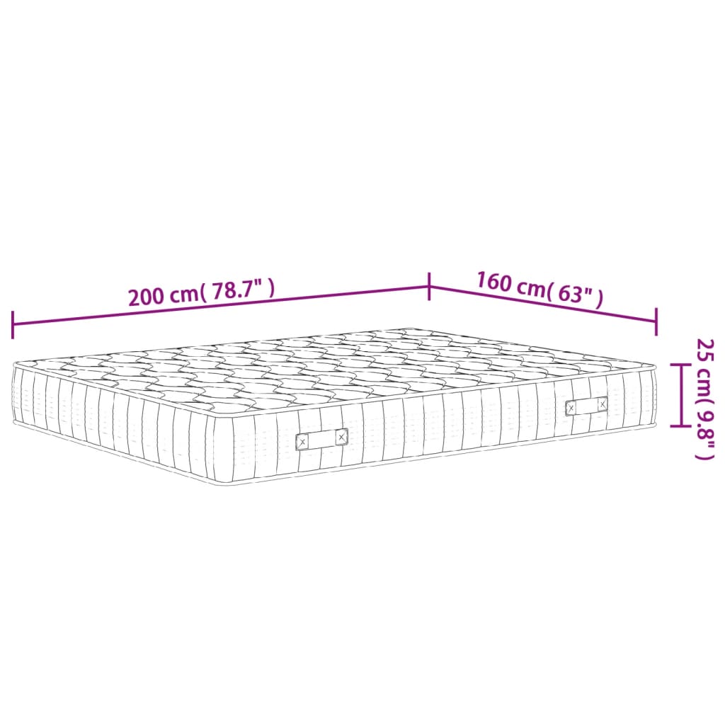 Matelas à ressorts ensachés dureté moyenne 160x200 cm