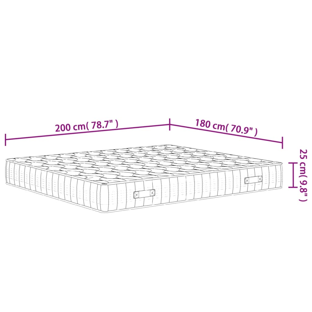 Matelas à ressorts ensachés dureté moyenne 180x200 cm