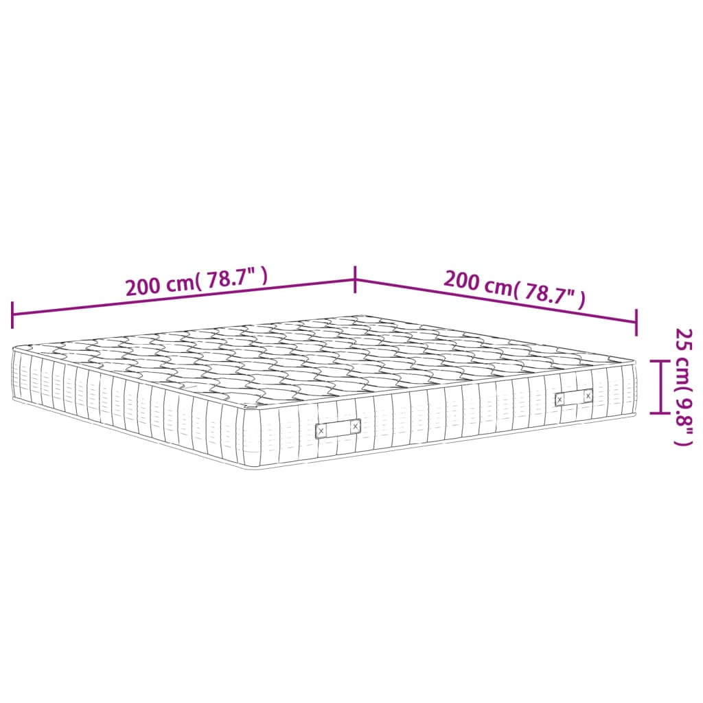 Matelas à ressorts ensachés dureté moyenne 200x200 cm