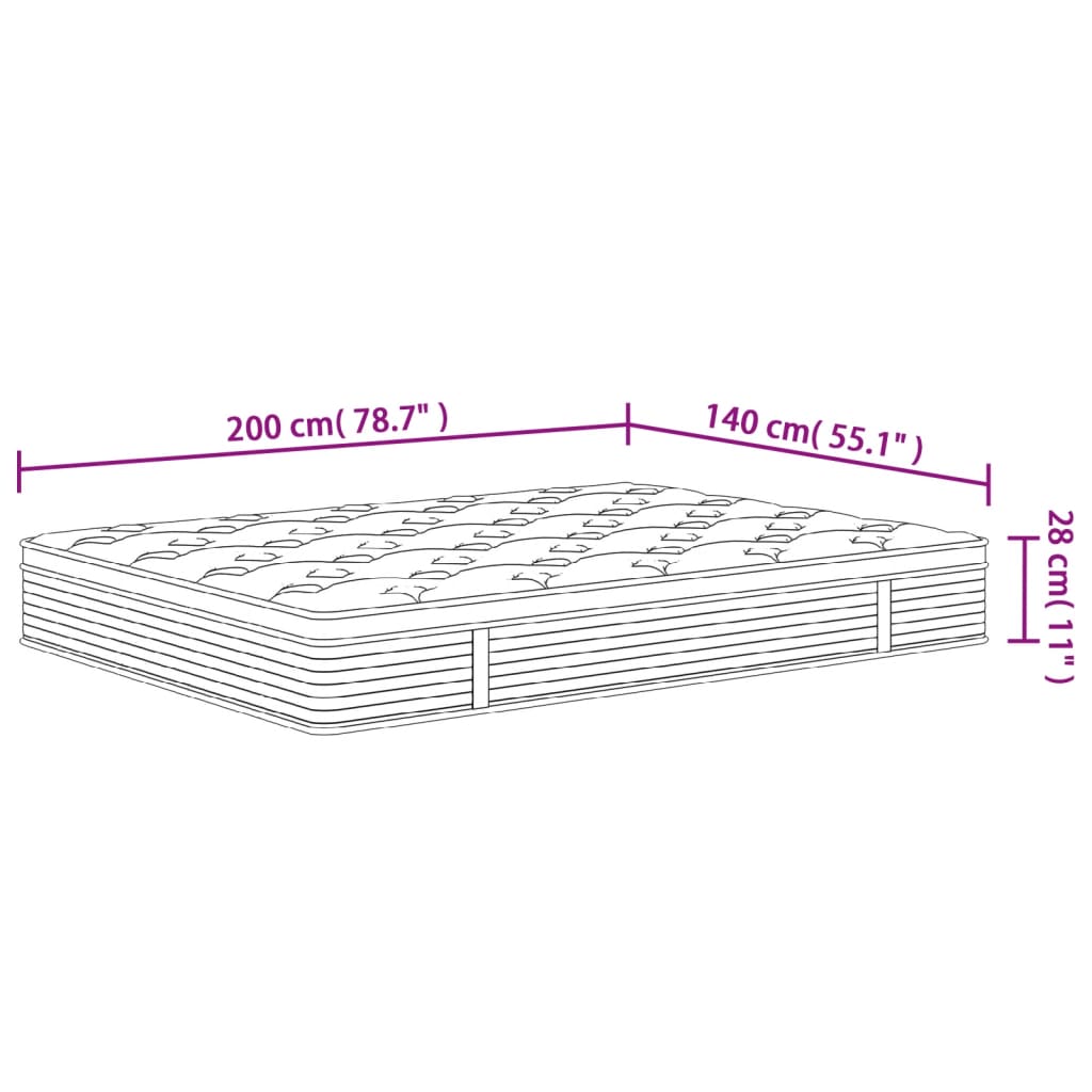 Matelas à ressorts ensachés moyen 140x200 cm