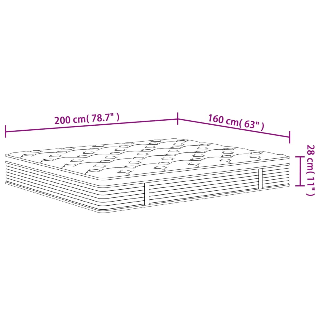 Matelas à ressorts ensachés moyen 160x200 cm