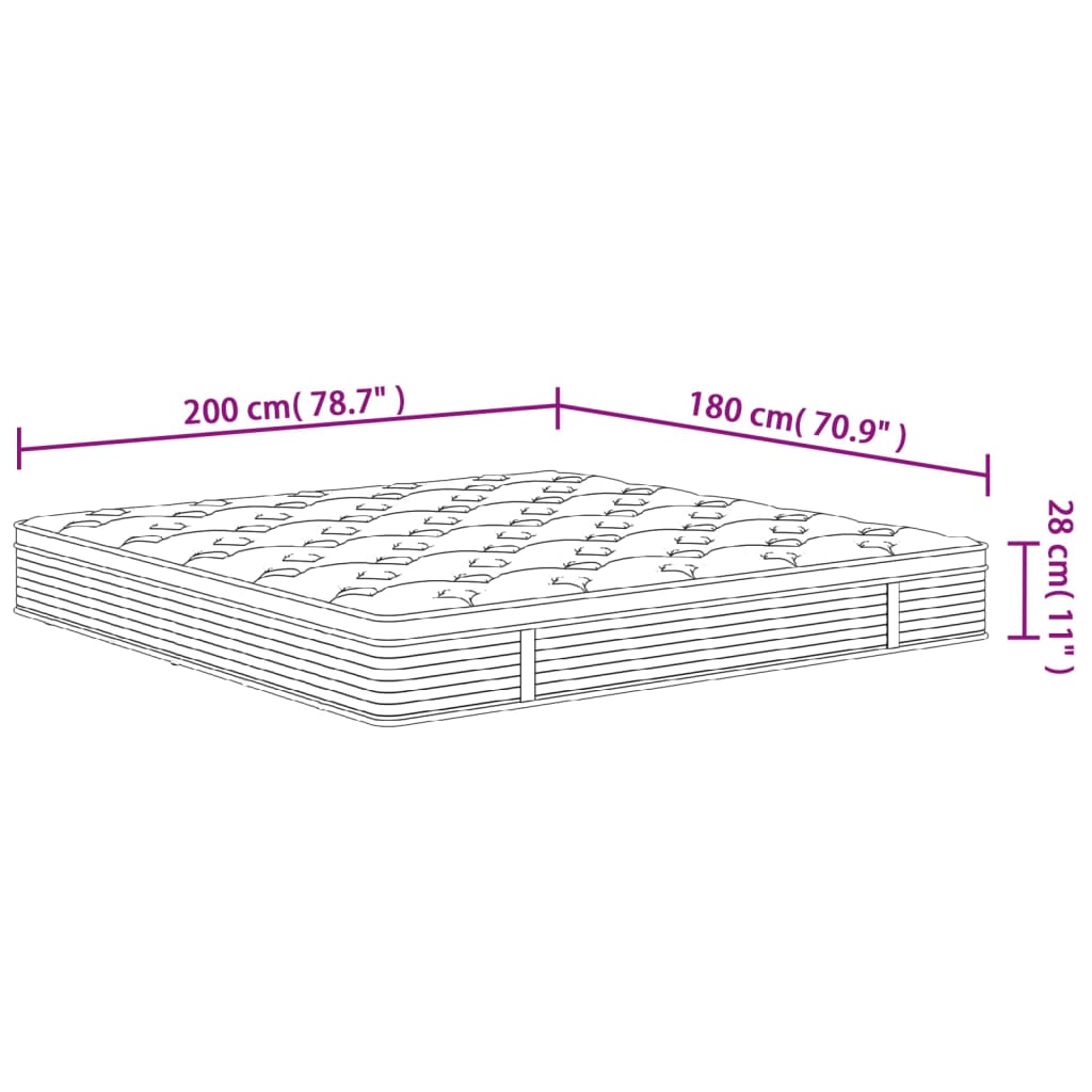 Matelas à ressorts ensachés moyen 180x200 cm