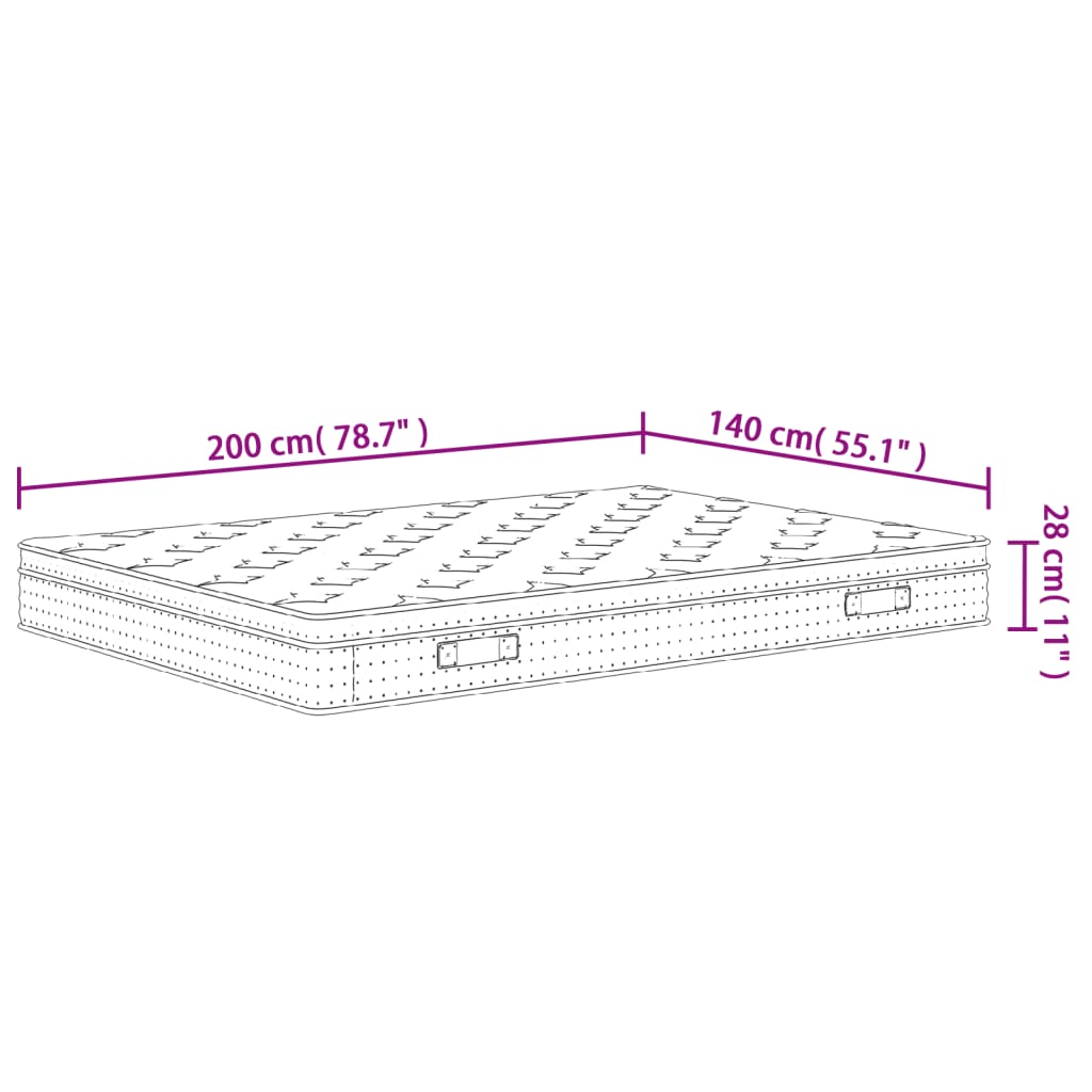 Matelas à ressorts ensachés moyen 140x200 cm