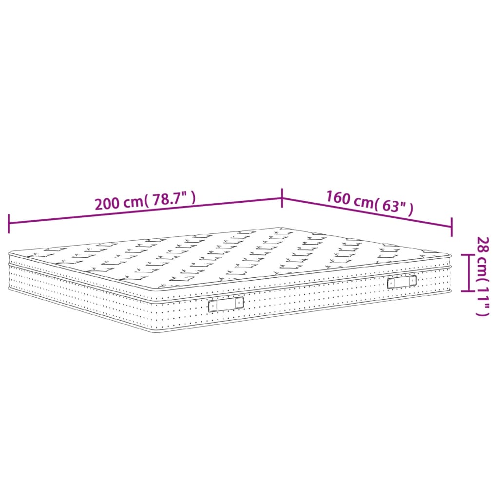 Matelas à ressorts ensachés moyen 160x200 cm