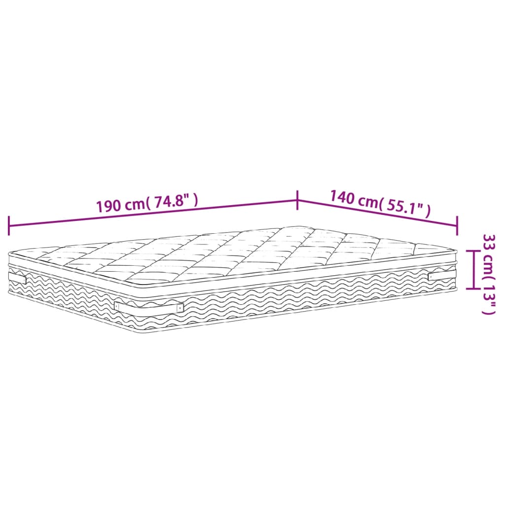 Matelas à ressorts ensachés moyen plus 140x190 cm