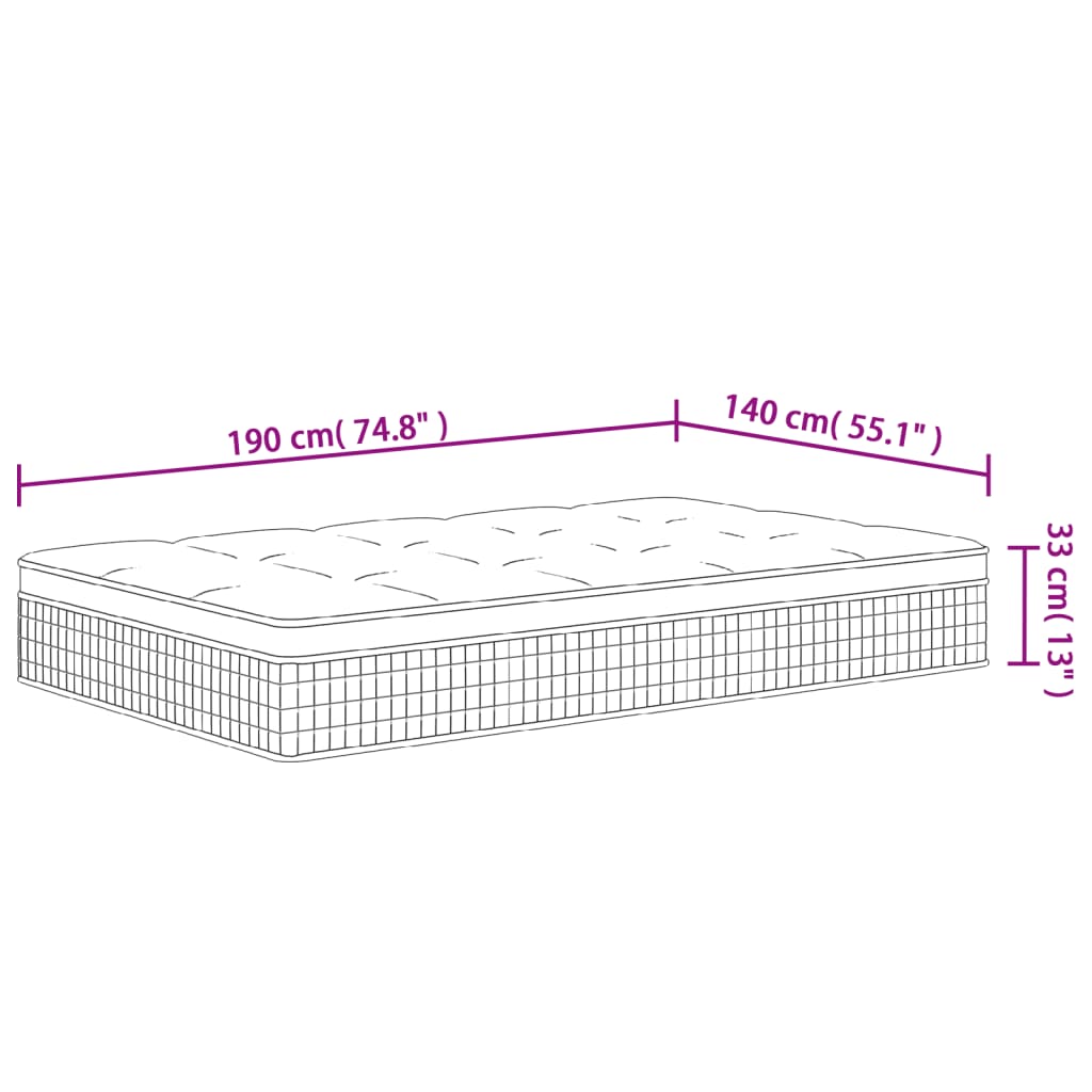 Matelas à ressorts ensachés moyen plus 140x190 cm