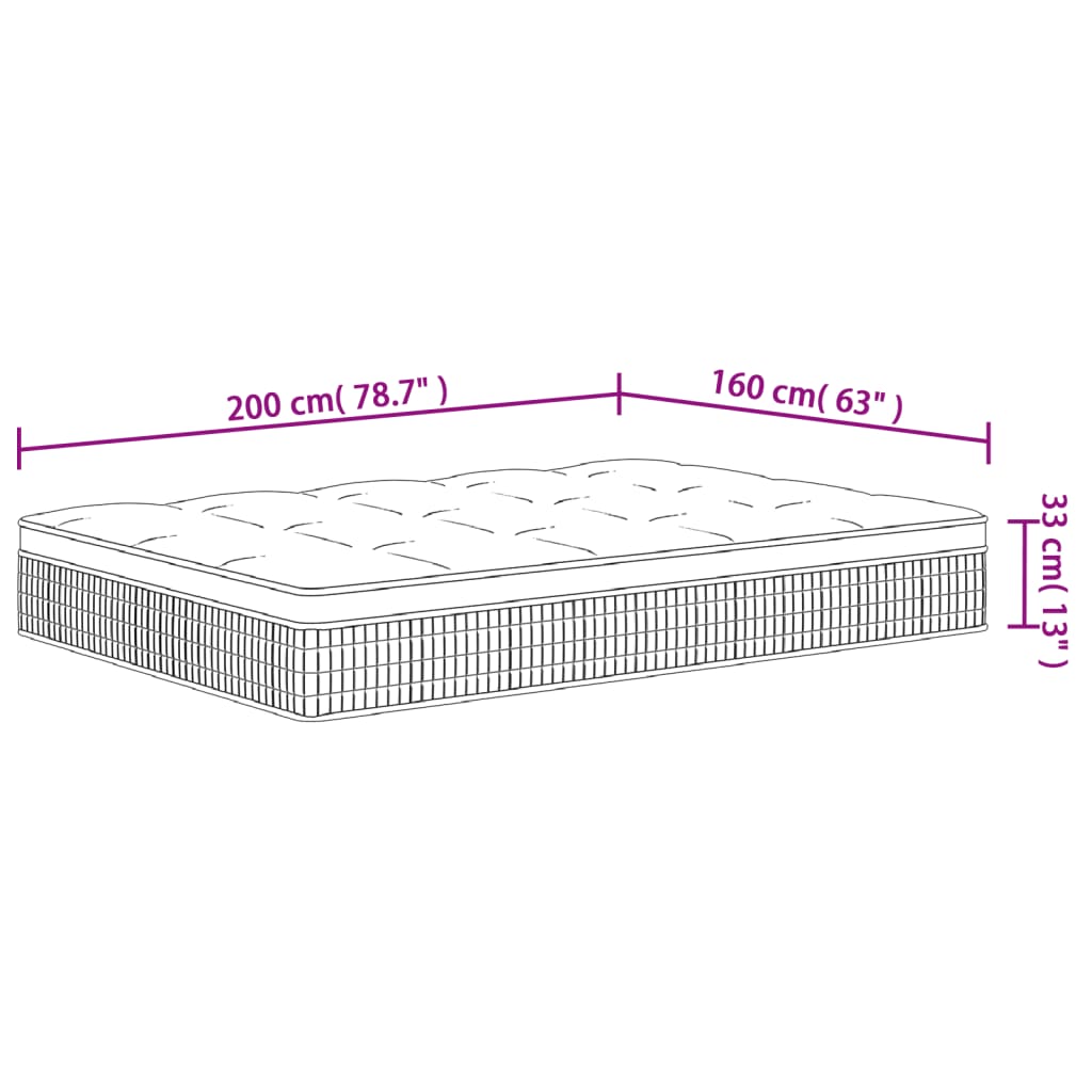 Matelas à ressorts ensachés moyen plus 160x200 cm