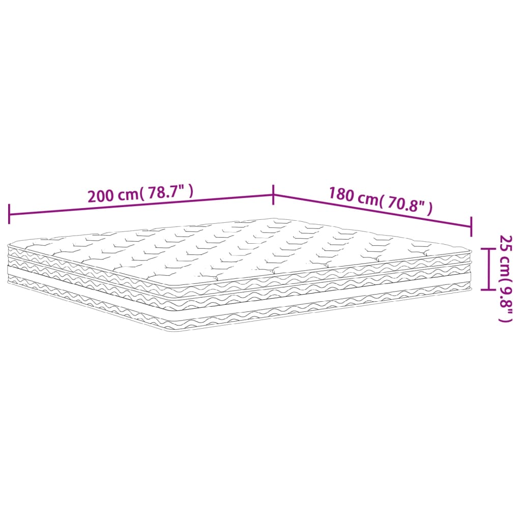 Matelas à ressorts ensachés moyen 180x200 cm