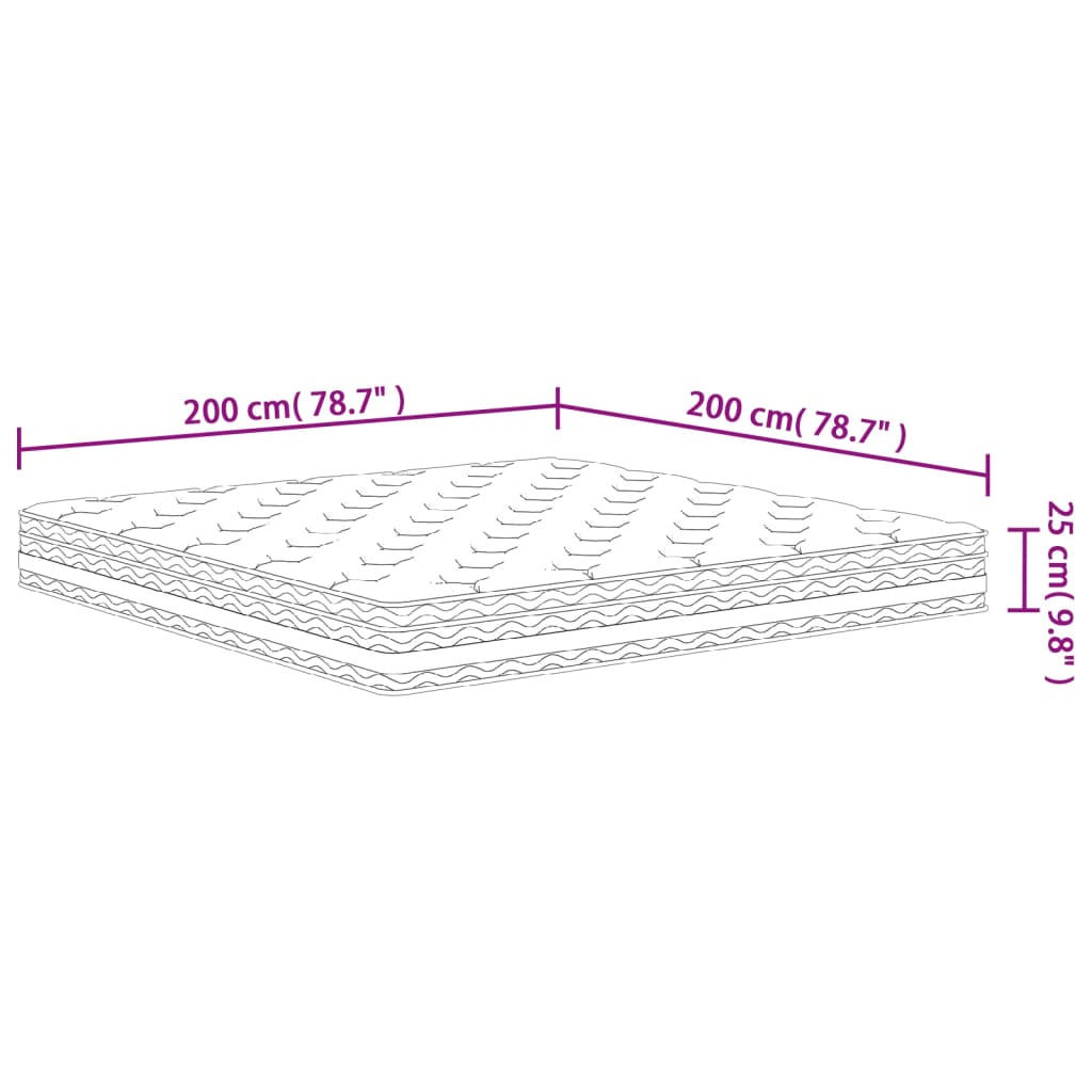 Matelas à ressorts ensachés moyen 200x200 cm