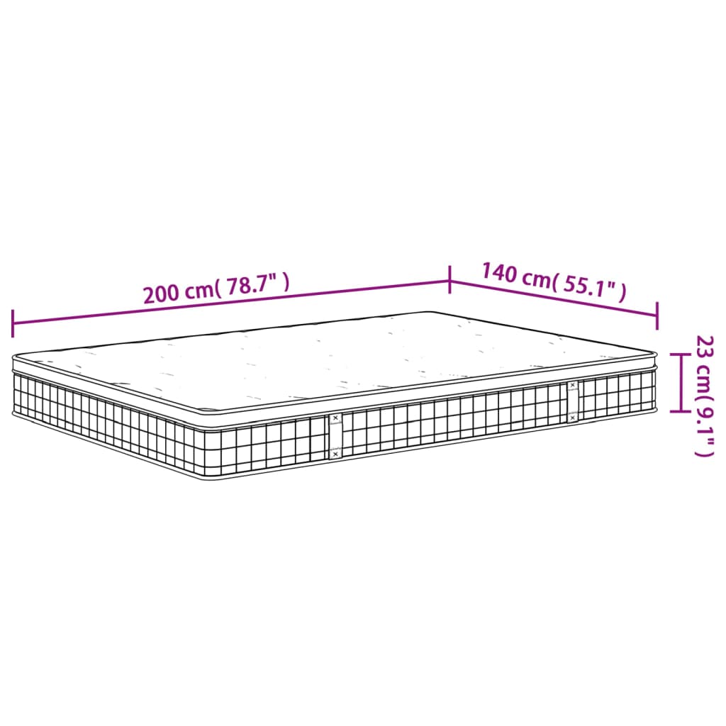 Matelas à ressorts bonnell moyen 140x200 cm