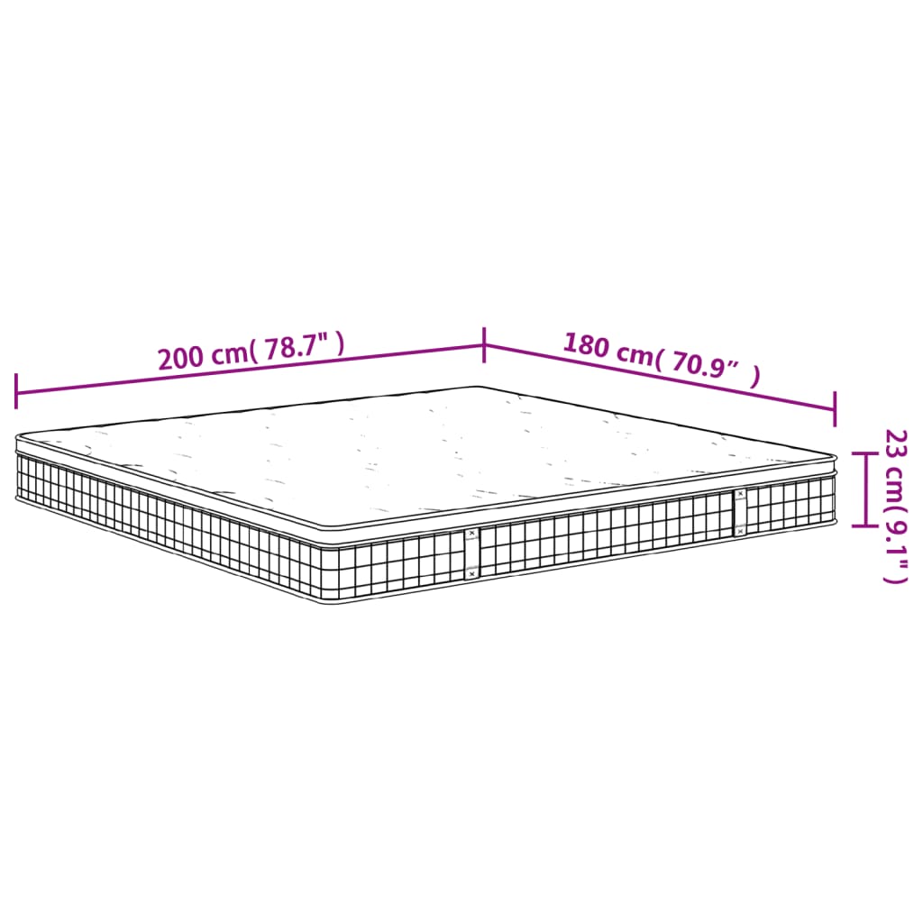 Matelas à ressorts bonnell moyen 180x200 cm