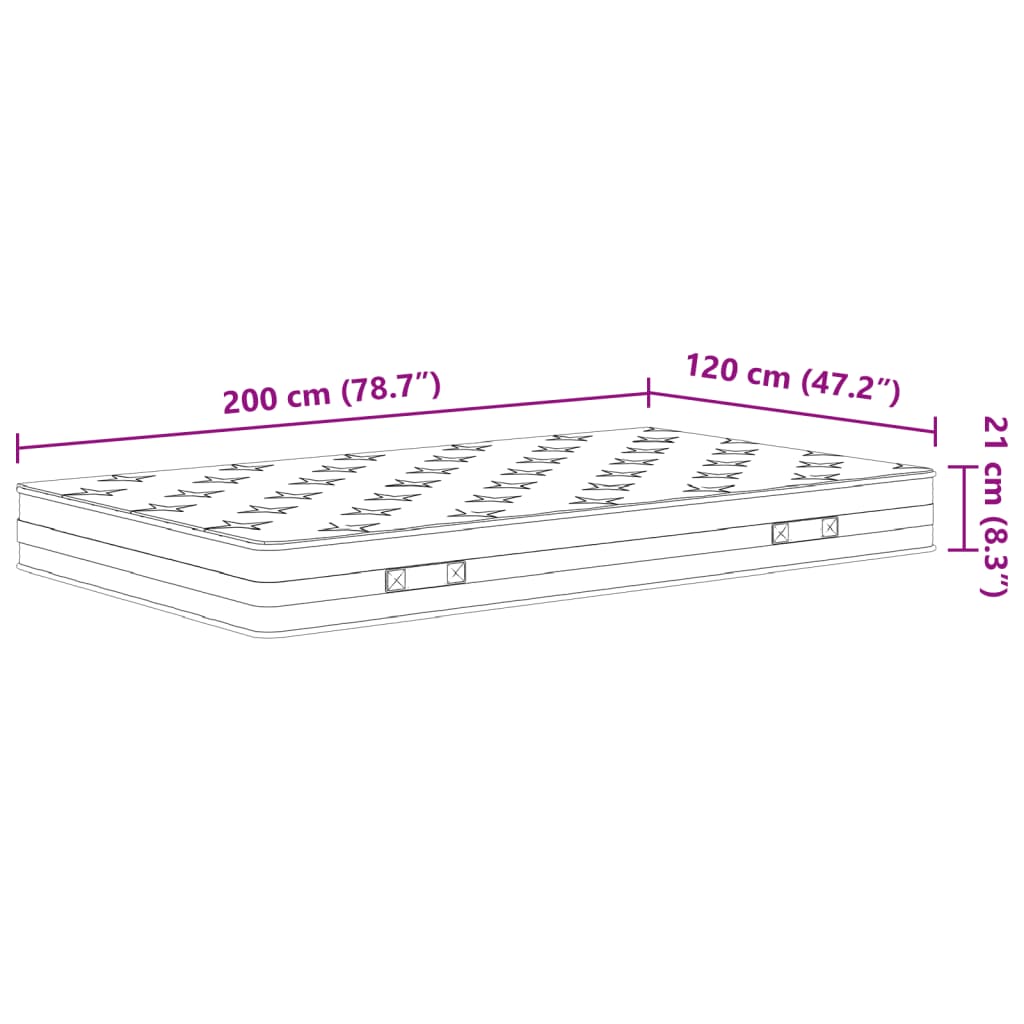 Matelas à ressorts bonnell moyen 120x200 cm